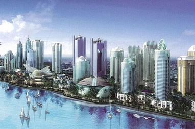 シンガポール対岸、ジョホール州の開発予想図
