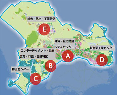 イスカンダル計画の全体図。5つの重点地区で特化した開発が進む